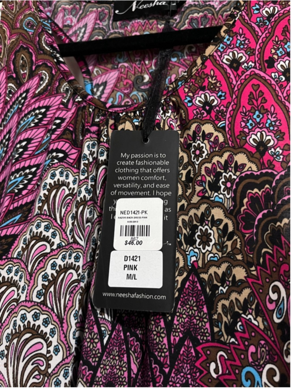 Women's Neesha Asymmetrical Dress M Pink Brown Paisley - Picture 5 of 9